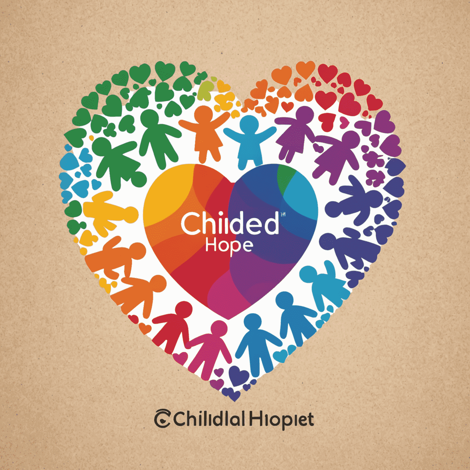 Logo ChildHope - O inimă colorată cu siluete de copii în jurul ei