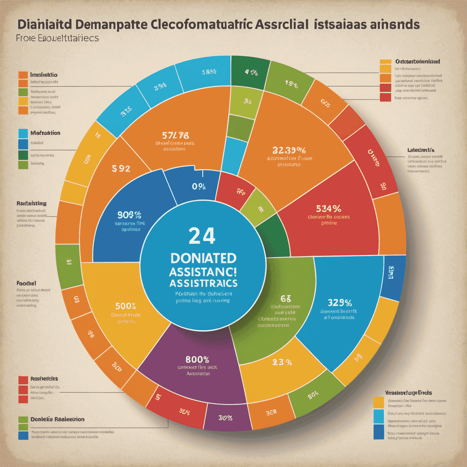 Imagine reprezentând un grafic circular colorat care arată alocarea fondurilor donate pentru diferite programe de asistență pentru copii